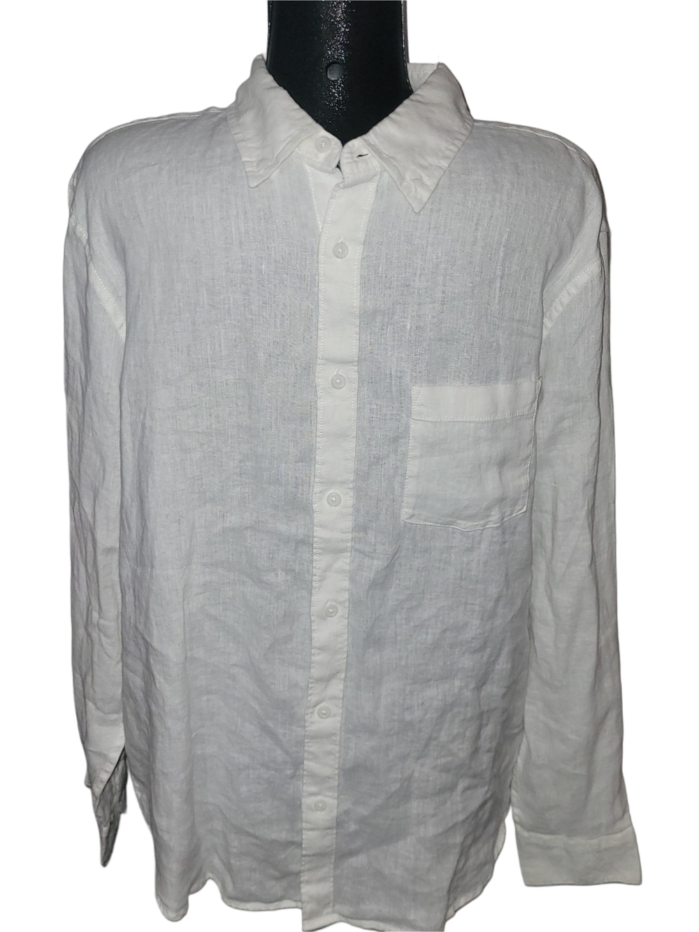 Caribbean Joe Men's White Linen Button-Up Shirt Size XL